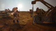 宇航员在火星上钻探水