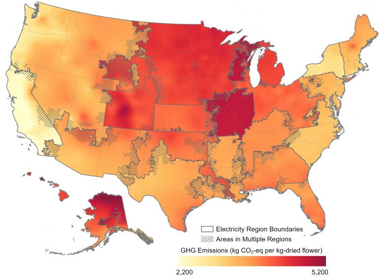 美国各地区的碳排放量