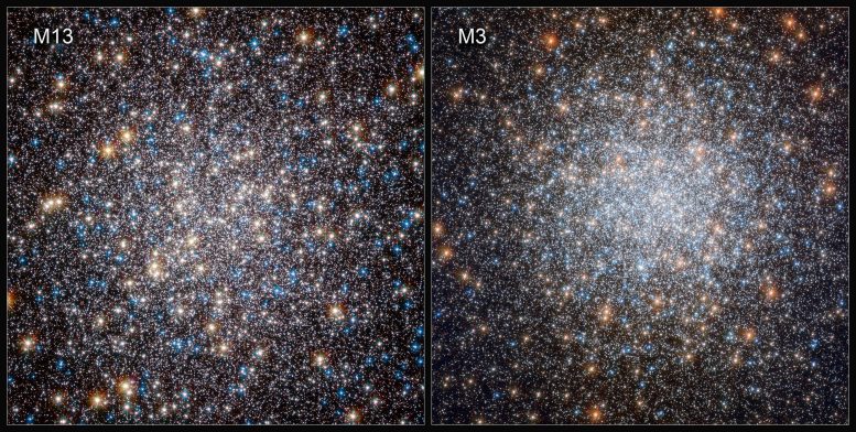 哈勃望远镜看到的M13和M3