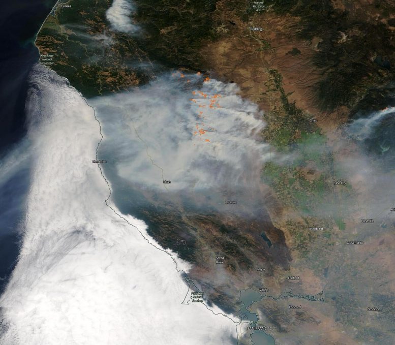 Modis California Wildfires.