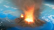 巨大的火山火山喷发例证
