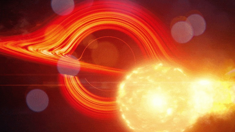 超大质量黑洞将一股气体从恒星吸走