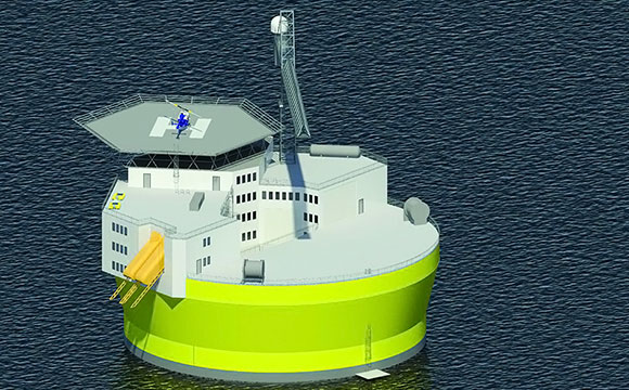 拟议的海上浮动核植物结构的直径约为45米，工厂将产生300兆瓦的电力。一个1,100 MW工厂的替代设计，用于大约75米的直径。在这两种情况下，该结构包括用于运输人员的生活区和Helipad，类似于海上石油钻井平台。