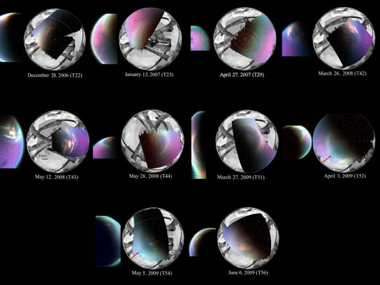 土星月亮泰坦的假彩图像系列